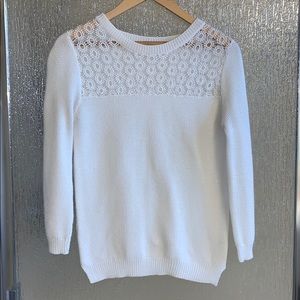 White Eyelet Detail Sweater